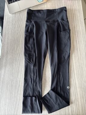 Lululemon Fast & Free High Rise 25” Leggings Black Size 4 Nulux Running Pocket